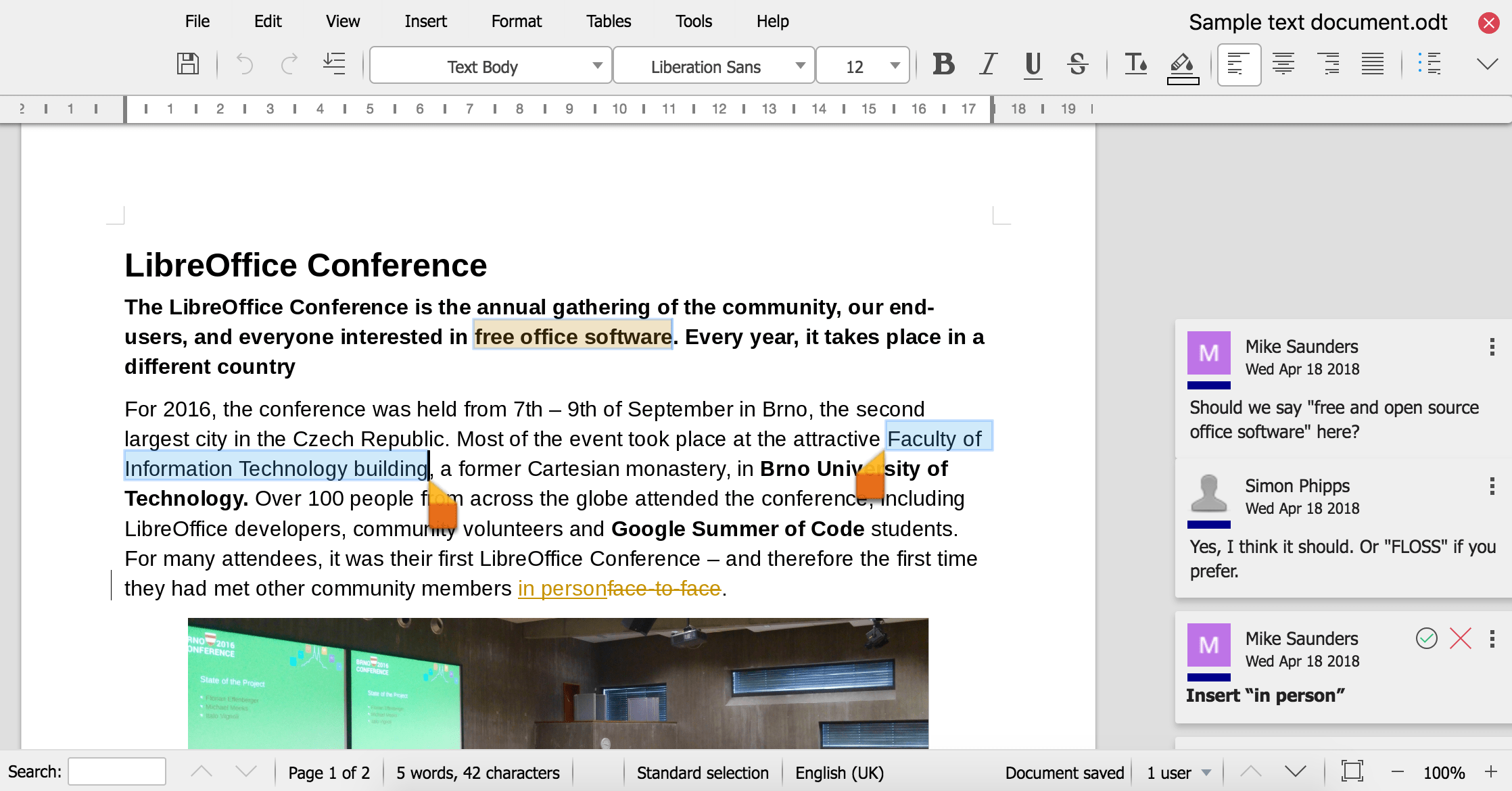 Schermafbeelding van LibreOffice Online Writer